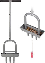 Walensee Lawn Aerator Coring Tool with Soil Core Storage Tray, 38.2" Manual Yard Plug Aerator with 3 Tines, Grass Aeration Gardening Tool with Cleaning Tool for Lawn Care and Compacted Soil