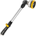FANHAO 16-Inch Metal Watering Wand, Heavy Duty Garden Hose Wand with 9 Spray Patterns, 180° Rotating Long Hose Nozzle Sprayer Thumb Flow Control, Ideal to Water Hanging Baskets and Shrubs - Yellow