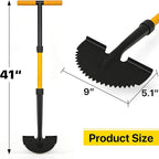 COSITA Edger, Edger Lawn Tool with 41-inch T Handle, Manual Half Moon Hand Edger for Grass, Metal Saw Tooth Garden Edger with Long Handle for Sidewalk, Yard Edging & Trimming