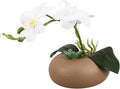 Operitacx Artificial Orchid Potted Plant Simulation Orchid Flower in White Ceramic Pot for Indoor Home Decoration Living Room Table Centerpiece Wedding Party Decoration