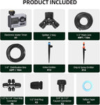 Drip Irrigation System with Water Timer Quick-Connect Automatic Irrigation Kit with 1/2 inch Hose 1/4 inch Distribution Tubing and Accessories DIY Garden Misting System for Yard, Lawn, Patio