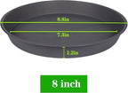 2 Pack of 8 inch Plant Saucer Clear, Heavy Duty Plastic Plant Water Tray 8 inch Round, Flower Plant Saucers for Indoors No Holes, Plant Dishes Saucer for Planter 7"/8" (8", Cement)