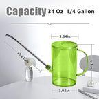 Plastic Watering Can - Small with Long Spout - 1/4 Gallon - 32 Oz - Green