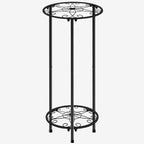 CASIMR Plant Stand Indoor Outdoor, Metal Rustproof Flower Shelf 2 Tier 23.9 inch, Tall Multiple Plant Pot Holder Rack for Garden Patio Living Room Corner Balcony, Black