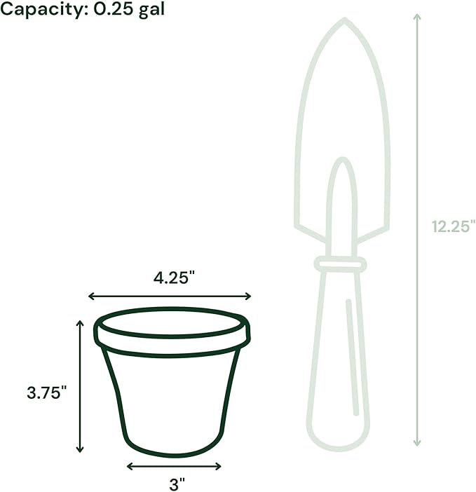 Bloem Terra 4" Diameter Round Navy Resin Planter Pot with Pre-Drilled Drainage Holes for Indoor and Outdoor Gardening