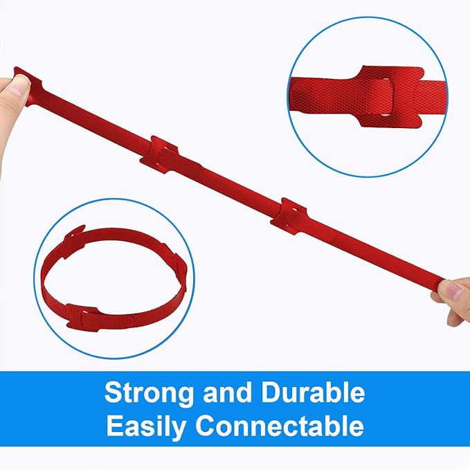 California JOS 60 PCS 6 Inches Reusable Cable Ties, Wire Ties, Cord Organizer, Cable Organizer, Adjustable Cable Management - Red