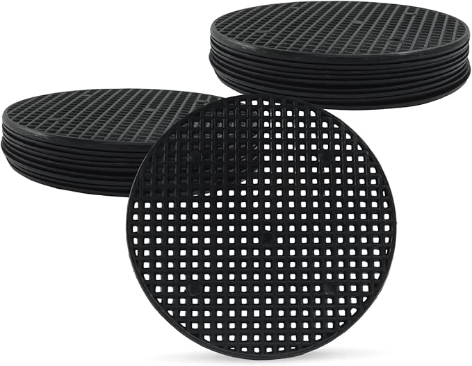 10 Pcs 4" Plant Pot Mesh Round Hole Cover, 100mm Black Plant Pot Drainage Mesh Discs Bottom Liners for Bonsai/Flower Pots, Soil Retention Grid Mats