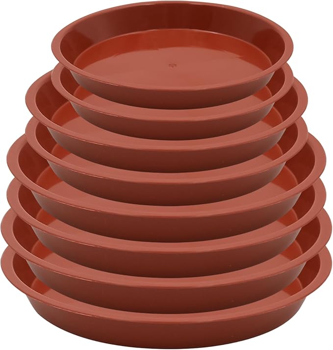 4 Size Round Plant Saucer,8 Pack Pant Pot Trays, Plant Saucers for Indoors and Outdoors, Seed Starting Tray, Growing Trays,Terracotta（4",5",6",8"）