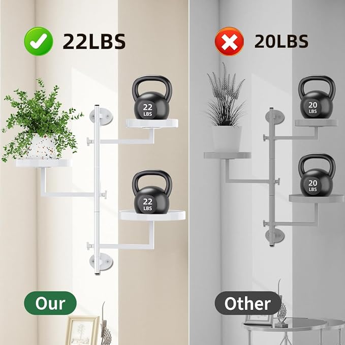 Wall Mount Plant Holder Outdoor Rotating Window Plants Shelves Metal Wall Plant Stand 3 Tier Wall Planters for Indoor Plants, for Outdoor, White
