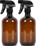 Cleaning Spray Bottles for Plants Misters for Inside, 2 Pack 16.9 oz Squirt, Water Spray Bottle Mist Sprayer, No Leak Hair Mister Empty with Adjustable Nozzle (Brown)