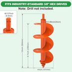 SELEWARE Auger Drill Bit for Planting - 4"x 12" Heavy-Duty Garden Auger Drill Bit, Fits 3/8" Hex Drive Drill - Bulb Planter Tool, Auger Post Hole Digger for Bulbs, Flowers, Fence Posts
