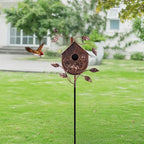 DREAMSOUL 48" Bronze Bird Houses for Outside Decorative Metal Birdhouse, Vintage Bird House Pole with 1.6" Entrance Hole for Patio, Yard, Garden