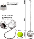 Solar Hanging Lanterns Outdoor Waterproof, Rust Iron Ball Candle Holder with Flickering Solar Powered Tea Lights, Perfect Chargeable Solar Lights for Backyard Patio Garden Fence Tree Decoration-4Pack