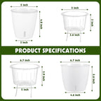 Self-Watering Pots for Indoor Plants, 8-Pack 6.7'' Self Watering Planter with Drainage Holes, Small African Violet Pots with Water Indicator, Clear Wick Pot, White
