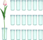 MECCANIXITY 28 Pcs Floral Water Tubes, 2 Inch Clear Flower Water Tubes Floral Vials with Plastic Caps for Fresh Flowers Arrangement Decor Milkweed Cutting Florist Supplies, Green