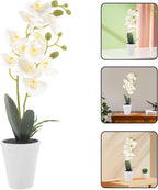 Artificial Butterfly Orchid Faux Potted Plant White Simulation Bonsai Indoor Home Décor Table Ornament for Living Room and Office Display