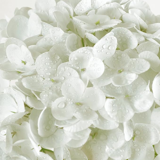 Coferset 4Pcs White Hydrangea Artificial Flowers Lifelike Faux Hydrangea Real Touch Artificial Flowers for Outdoors Home Wedding Christmas Office Party Living Room Decoration,22inch