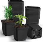RooTrimmer Square Nursery Pots 5.5 Inch, Plastic Plant Pot with Drainage Holes, 30 Pcs Reusable Seedling Starter Pots Garden Flower Pots Planters for Indoor Plants, Transplanting, Succulents, Cuttings