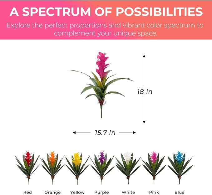 2Pcs Artificial Bromeliad Plants, 18" Fake Hawaiian Ginger Flower,Large Real Touch Faux Tropical Flowers, Lifelike Exotic House Plants for Home Office Indoor Decoration (Pink)