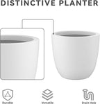 Kante 18",14",10" Dia Concrete Round Planters (Set of 3), Outdoor Indoor Large Planter Pots with Drainage Hole for Home Patio Garden, Pure White