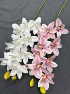 4pcs Artificial Cymbidium Orchid Flower Plant 3D Print Vanda 10 Heads Latex Phalaenopsis Flower (Pale Pink)