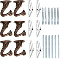 6 Sets White Ceiling Hooks for Hanging Plant, Heavy Duty Swag Toggle Hooks with Hardware (Antique Brass)
