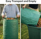 Gardzen 3-Pack 72 Gallon Yard Waste Bags, Reusable Heavy Duty Collapsible Garden Leaf Bags with Plastic Ring, Stand-Up Yard Waste Bin for Leaves, Lawn Debris & Grass Clippings