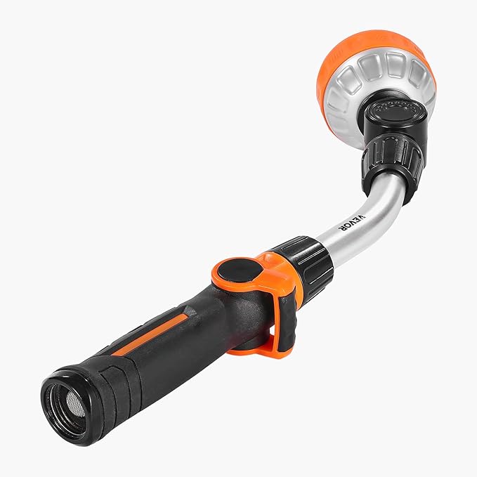 VEVOR Irrigation Stick, 15-Inch Robust Yard Hose Stick with 8 Spraying Modes & 180° Pivoting Head, Extended Hose Spray Apparatus with Thumb Operated On/Off