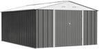 Patiowell 10x14 FT Storage Shed, Outdoor Metal Steel Garden Shed with Lockable Door and Sloping Roof, Large Outside Utility Tool Sheds for Backyard Garden Patio, Gray