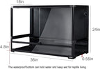 REPTI ZOO Collapsible 60 Gallon 36" Wide Reptile Tank, Tempered Glass Large Reptile Terrarium 36"x18"x24", Black PVC Back, Front & Top Ventilation & Anti Escape Lid, Easy Folding