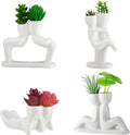 Potchen 4 Pieces Ceramic Air Planters Holder People Head White Cute Table Top Display for Air Plants Lovers DIY Decoration Home Office Holiday (Lovers Style)