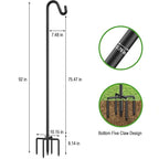 92" Heavy Duty Bird Feeder Pole, Height Adjustable Shepherds Hook for Outdoor - 5-Prong Bird Feeder Hanger, Rust-Proof Hanger for Plants, Wind Chimes, Hummingbird Feeders & Wedding Decor