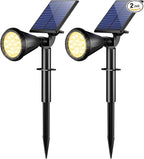 WELALO Solar Spot Lights Outdoor Waterproof IP65, 2 Pack 4 Lighting Modes Solar Powered Landscape Spotlights with Auto On/Off, Solar Garden Christmas Yard Pathway Wall Lights for Outside, Warm White