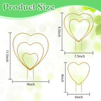 Hoya Trellis 3 Size Indoor Plants Flower Support Stakes Round or Heart Metal Trellis Set Garden Tool Accessories for Small Potted Vine Climbing Houseplants (GoldenH)