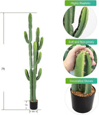 Nafresh UV-Resistant Artificial Fake Cactus Plants 7ft – Large Faux Cowboy Cactus for Indoor & Outdoor Home, Office, or Garden Decor