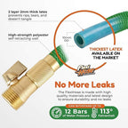 Flexi Hose with 8 Function Nozzle, 50FT - Lightweight Expandable Garden Hose, No-Kink Flexibility, 3/4 Inch Solid Brass Fittings and Double Latex Core - Green