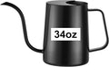 34 oz / 1000 ml Watering Can Indoor Plants, Stainless Steel Plant Watering Can with Long Spout (Black)