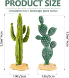 2Pcs Reptile Cactus Plants Terrarium Decoration Faux Reptile Terrarium Cactus Plant Landscape Decoration for Turtle Lizard