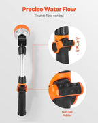 VEVOR Irrigation Stick, 15-Inch Robust Yard Hose Stick with 8 Spraying Modes & 180° Pivoting Head, Extended Hose Spray Apparatus with Thumb Operated On/Off