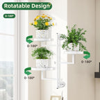 Wall Mount Plant Holder Outdoor Rotating Window Plants Shelves Metal Wall Plant Stand 3 Tier Wall Planters for Indoor Plants, for Outdoor, White
