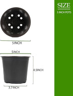 100 Packs 4 5 6 Inch Nursery Pots, Plastic Nursery Pots for Plants with Drainage Holes, Seed Starting Garden Pots of Flower Plant Container for Succulents, Transplanting (100, 5 Inch)