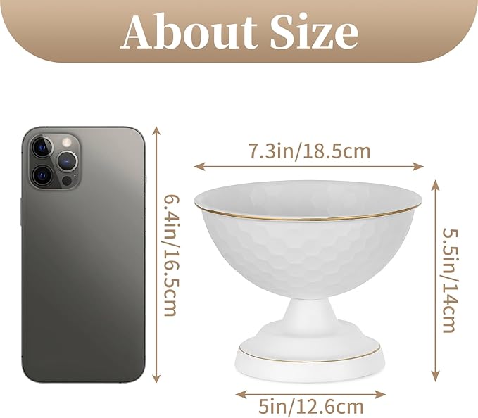 Sziqiqi White Urn Vase for Wedding Centrepiece: 5.5in Small Vases for Table Decoration Set of 2 - White Vintage Pot for Artificial Flower Arrangement - Metal Unique Honeycomb Vase for Birthday Party