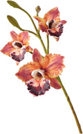 2-Pack 21in Spring Artificial Orchid, Oil Painting Style Romantic Fake Flowers, Wedding Home Decor, Living Room Table Centerpiece, Festival Artistic Display(Dark Orange)
