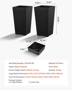 VEVOR Set of 2 Tall Planters for Outdoor Plants 22 inch, Black Tall Planter for Indoor Plants, Modern Planters for Front Porch Patio Balcony, Plant Container Flower Pots