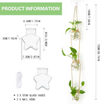 XXXFLOWER Wall Hanging Propagation Station，3 Tiers Star Shaped Glass Flower Vase for Hydroponic Planter Terrarium for Plant Cutting Home Office Living Room Garden Decor