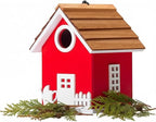 2026 Vinyl Water Proof Bird House for Outside, Shingle Roof Bluebird House Nesting Box, Squirrel Proof Hanging Birdhouse, 5 Years Weatherable for Outdoor Decoration,Bird Box for Pole (Red)