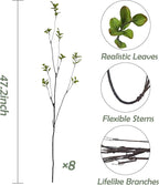 8 Pcs Artificial Ficus Branches Faux Eucalyptus Stems, 47.2 Inch Fake Greenery Stems Artificial Plants for Vase Filler Decoration, Fake Leaves Branches Centerpieces Decor.