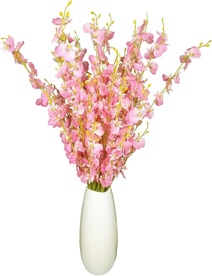 Pink Flowers Artificial Silk Orchids Bulk 12 Pcs (38.5”) Long Stem Artificial Flowers for Tall Vase, No Include Vase