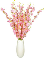 Pink Flowers Artificial Silk Orchids Bulk 12 Pcs (38.5”) Long Stem Artificial Flowers for Tall Vase, No Include Vase