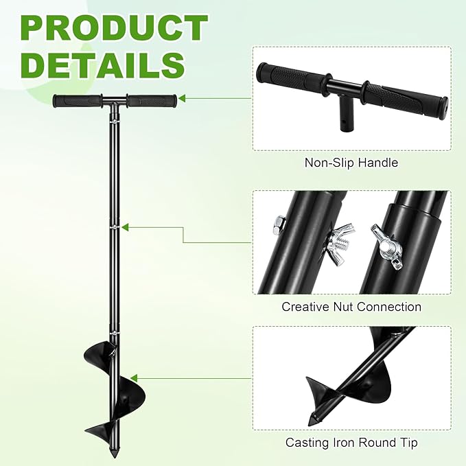 M METERXITY Compost Turning Tool 33.4 Inch Compost Stirring Tool Manual Lawn Aerators Mixing Tool for Gardening Bed/Plant Box/Outdoor Tumbler Bins Bags [Black]